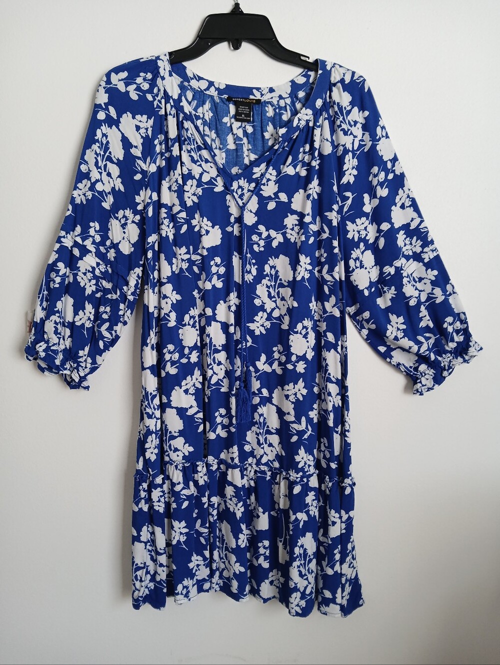 Robert Louis Dress Size XL Floral Tassle Tie Rayon